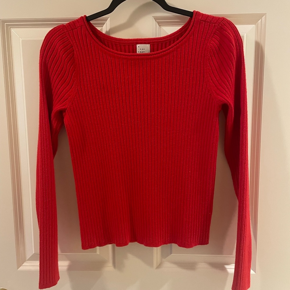 a new day Red Ribbed Scoopneck Long-Sleeve Sweater